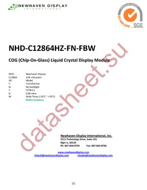 NHD-C12864HZ-FN-FBW datasheet  
